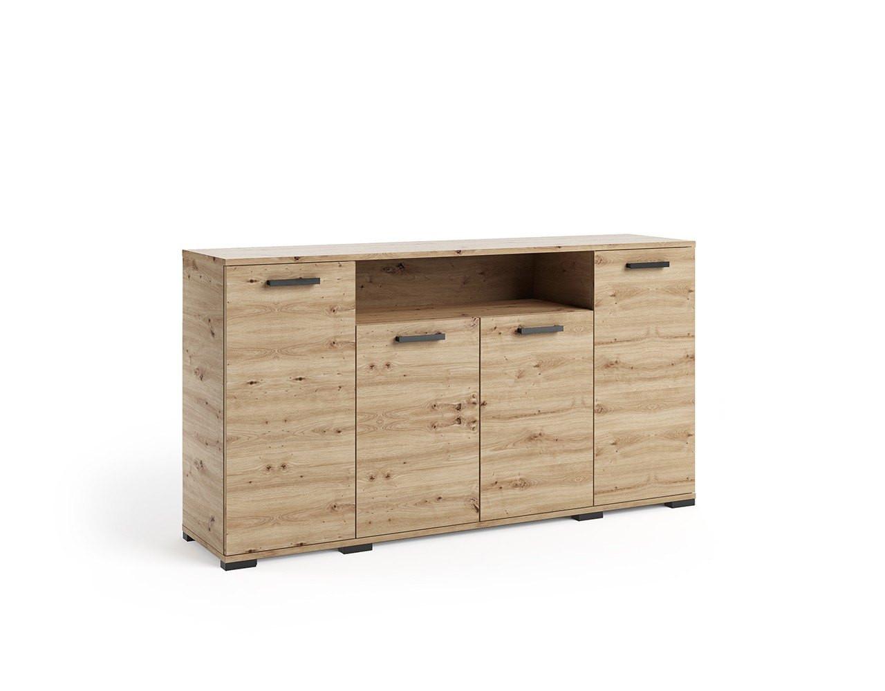 KOMMODE ALBANO 160/83/40cm mit 4 Schubladen Türen Eiche Artisan - Eiche Artisan, Holzwerkstoff (160/83/40cm) - MASSENO