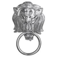 HANDTUCHHALTER Löwenkopf mit Ring aus Aluminium vernickelt 10x31 cm - Silberfarben, Metall (10/31/31cm) - WOMO-DESIGN