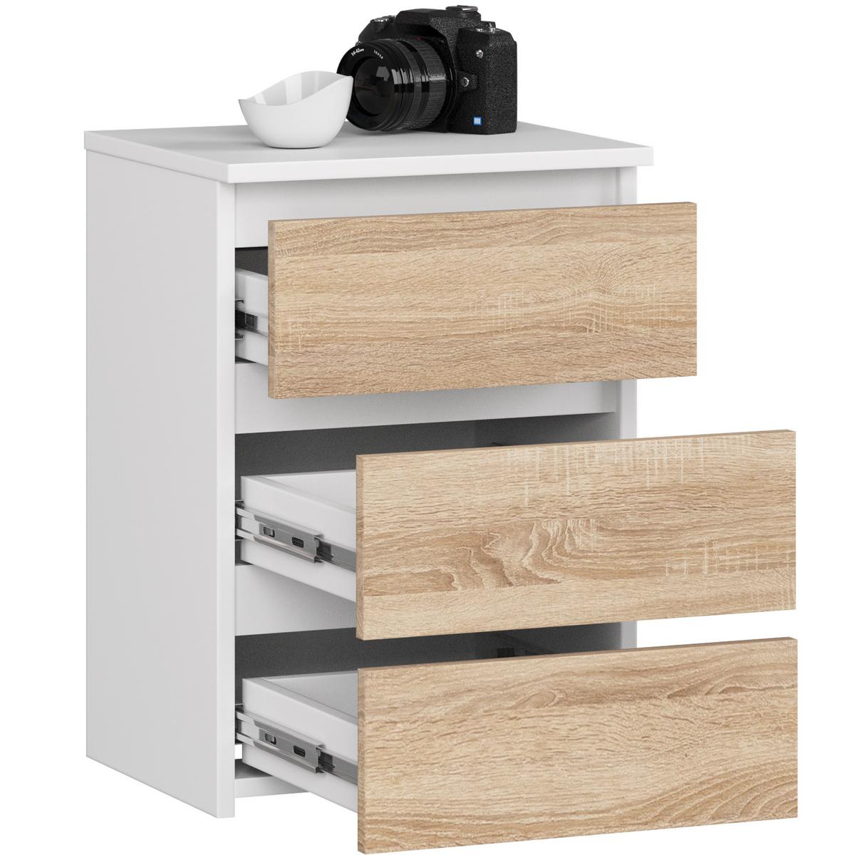 KOMMODE Weiß, Eiche Sonoma 57/40/35 - Weiß, Holzwerkstoff (40/57/35cm) - RAUMHIRSCH FURNITURE