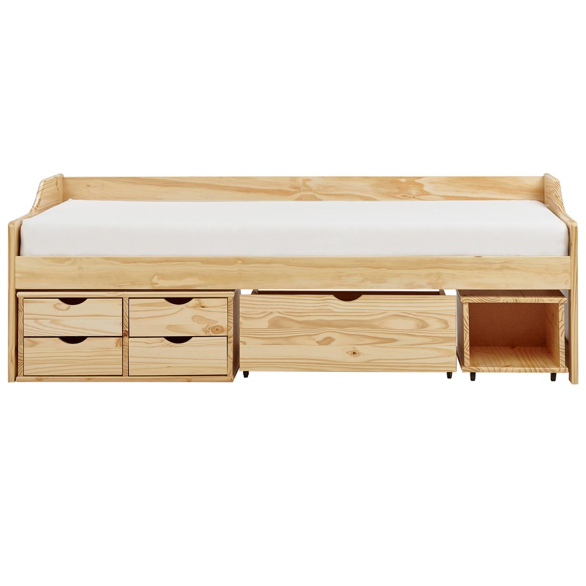 TAGESBETT mit Stauraum 90x200 cm Heller Holzfarbton Royville - Hellbraun, Holz (90/200cm) - Beliani