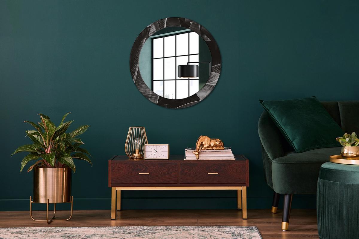 SPIEGEL Rund Ø 70 cm mit Aufdruck - Grau, Glas (70/70/0.4cm) - Wallfluent