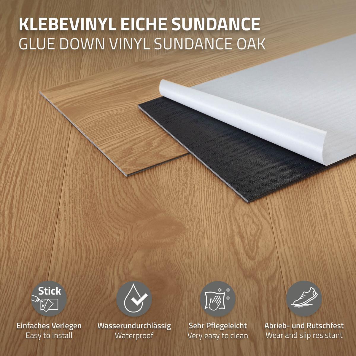 VINYLBODEN selbstklebend 2,23m²/16 Dielen Eiche Sundance - Hellbraun, Kunststoff (91.5/15.3/0.2cm) - ML-DESIGN