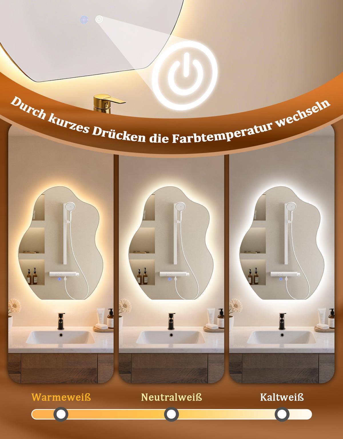 BADSPIEGEL mit Beleuchtung Jeryn 3.4/60/80 cm - Weiß, Glas (60/80/3.4cm) - ZMH