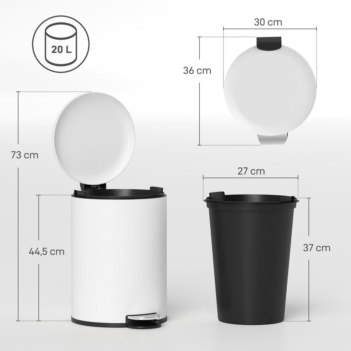 MÜLLEIMER 20L - Creme, Metall (30/44.5/36cm) - HOMCOM