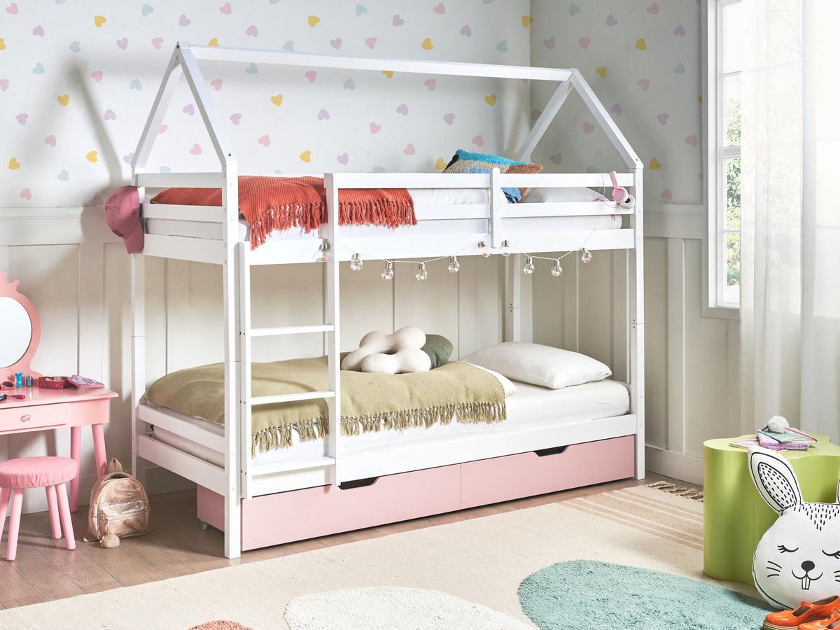 HOCHBETT 90/200 cm Weiß Ternas - Pink/Weiß, Holz (90/200cm) - Beliani
