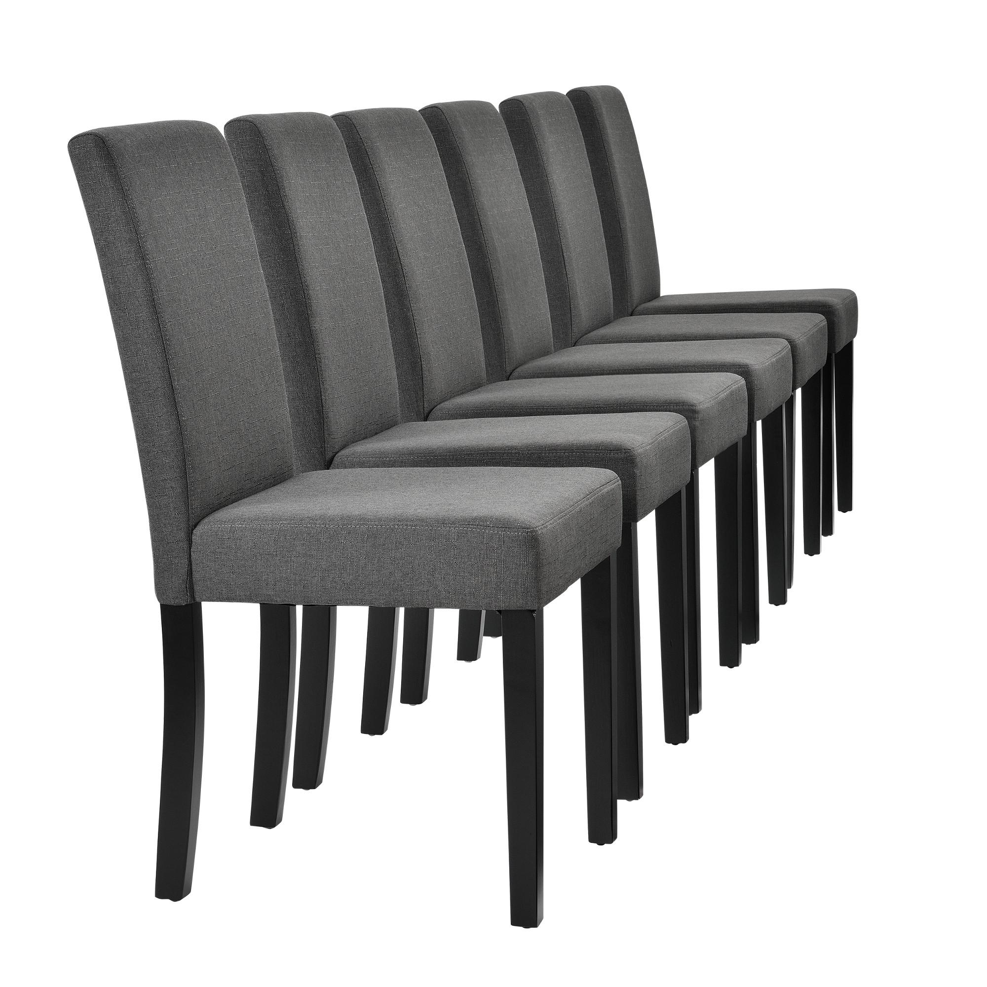 ESSZIMMERSTUHL-SET HAMBURG 6 TLG. - Schwarz/Grau, Holz/Textil (43/89/54cm) - [en.casa]