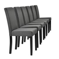 ESSZIMMERSTUHL-SET HAMBURG 6 TLG. - Schwarz/Grau, Holz/Textil (43/89/54cm) - [en.casa]