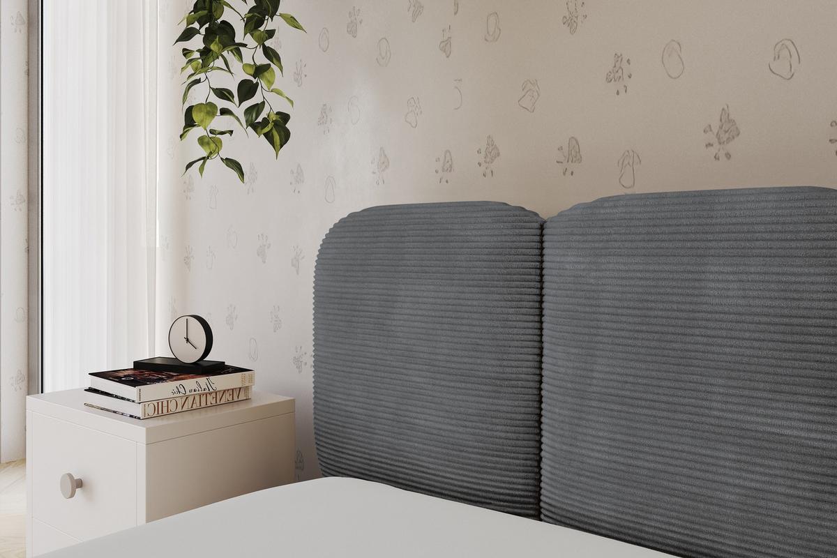 EINZELLBETT Jugendbett mit Bettkasten, Rechts - AVRY 100x200 Dunkelgrau - Schieferfarben/Dunkelgrau, Holzwerkstoff/Textil (100/200cm) - ALTDECOR