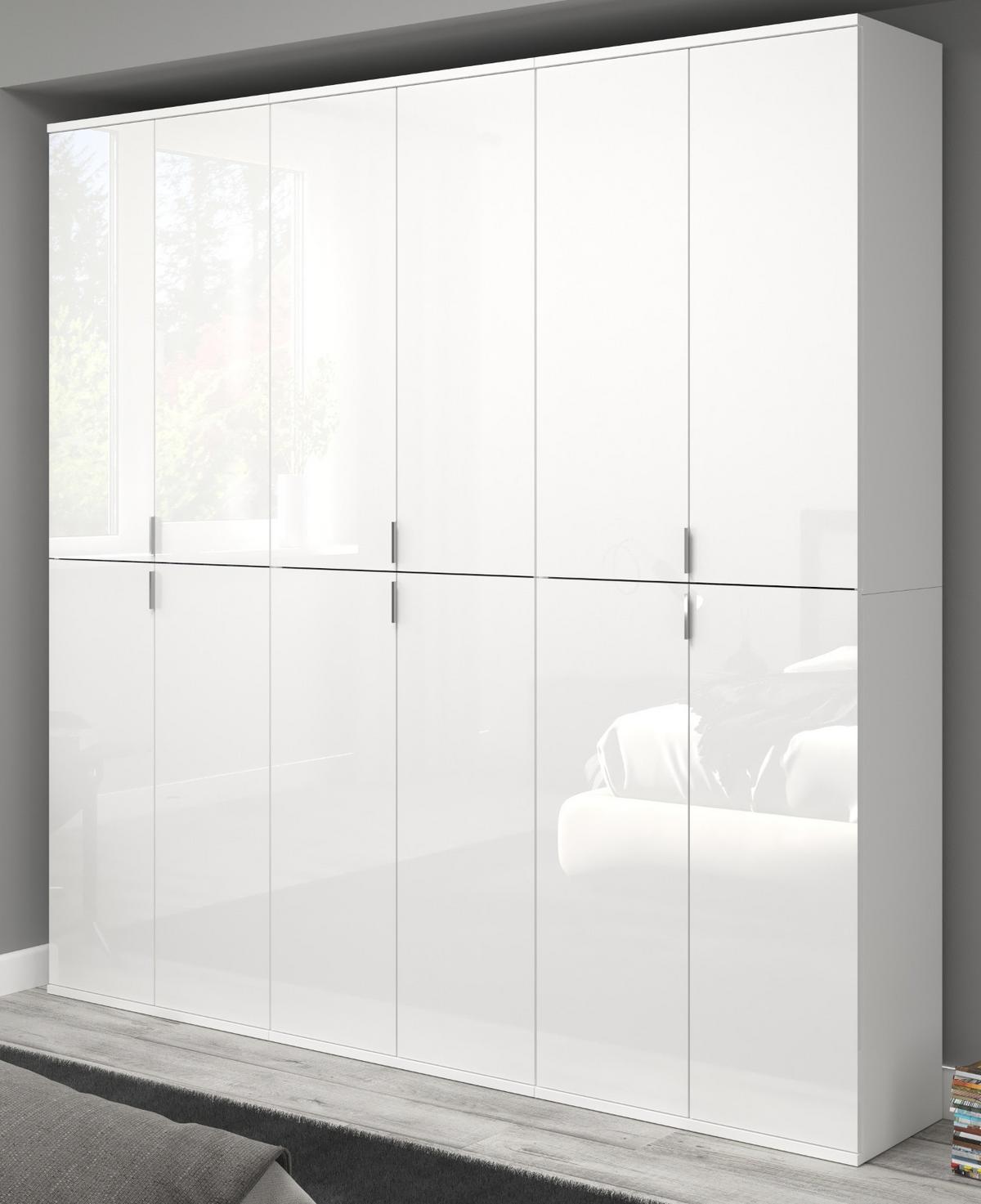 KLEIDERSCHRANK weiß Hochglanz 183 cm, Mehrzweckschrank mit 12 Türen - Chromfarben/Weiß Hochglanz, Holzwerkstoff/Metall (183/193/34cm) - Inn.Furn