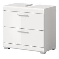 WASCHBECKENUNTERSCHRANK weiß Hochglanz 60 cm mit Vollauszug Schubkästen - Weiß Hochglanz/Silberfarben, Holzwerkstoff/Kunststoff (60/56/37cm) - Inn.Furn