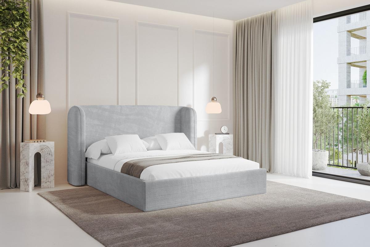 POLSTERBETT mit Bettkasten und Lattenrost, Bett mit Matratze H3/H4 - ESTI 180x200 Grau - Alufarben, Holzwerkstoff/Textil (180/200cm) - ALTDECOR