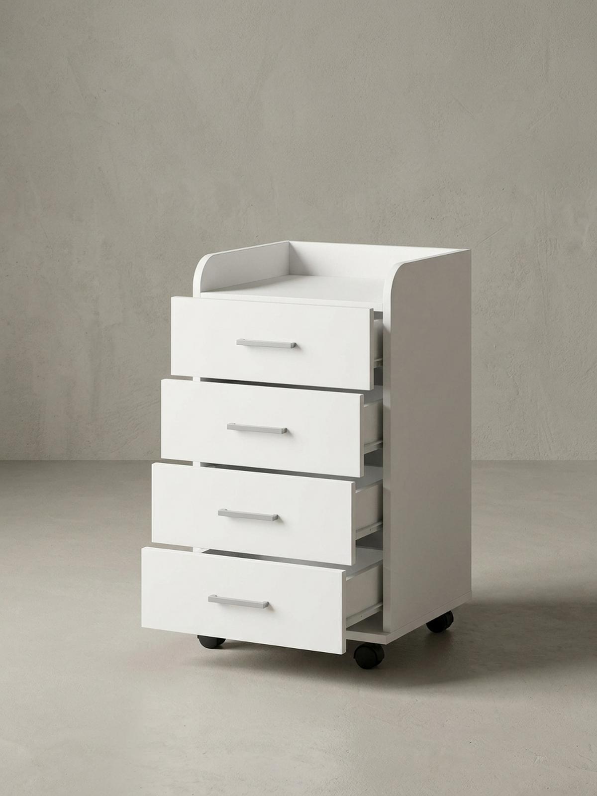 ROLLCONTAINER 4 Schubladen Ablage Melaminbeschichtet ISONZO, Weiß 40x33x71 cm - Schwarz/Weiß, Holz/Kunststoff (40/71/33cm) - KADIMA DESIGN