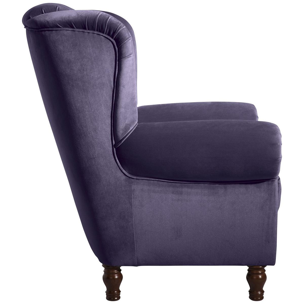 OHRENBACKENSESSEL Katreen Bezug Samtvelours Buche nussbaum dunkel / purple - Lila, Kunststoff (91/101/90cm) - 58aufmkessel