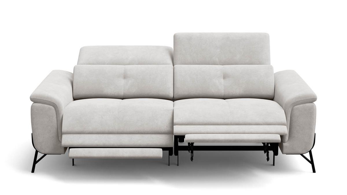 SOFA RELAX AVENA 3-Sitzer, beiger Veloursstoff - Beige/Schwarz, Holz/Textil (204/80/108cm) - Courtois Laville