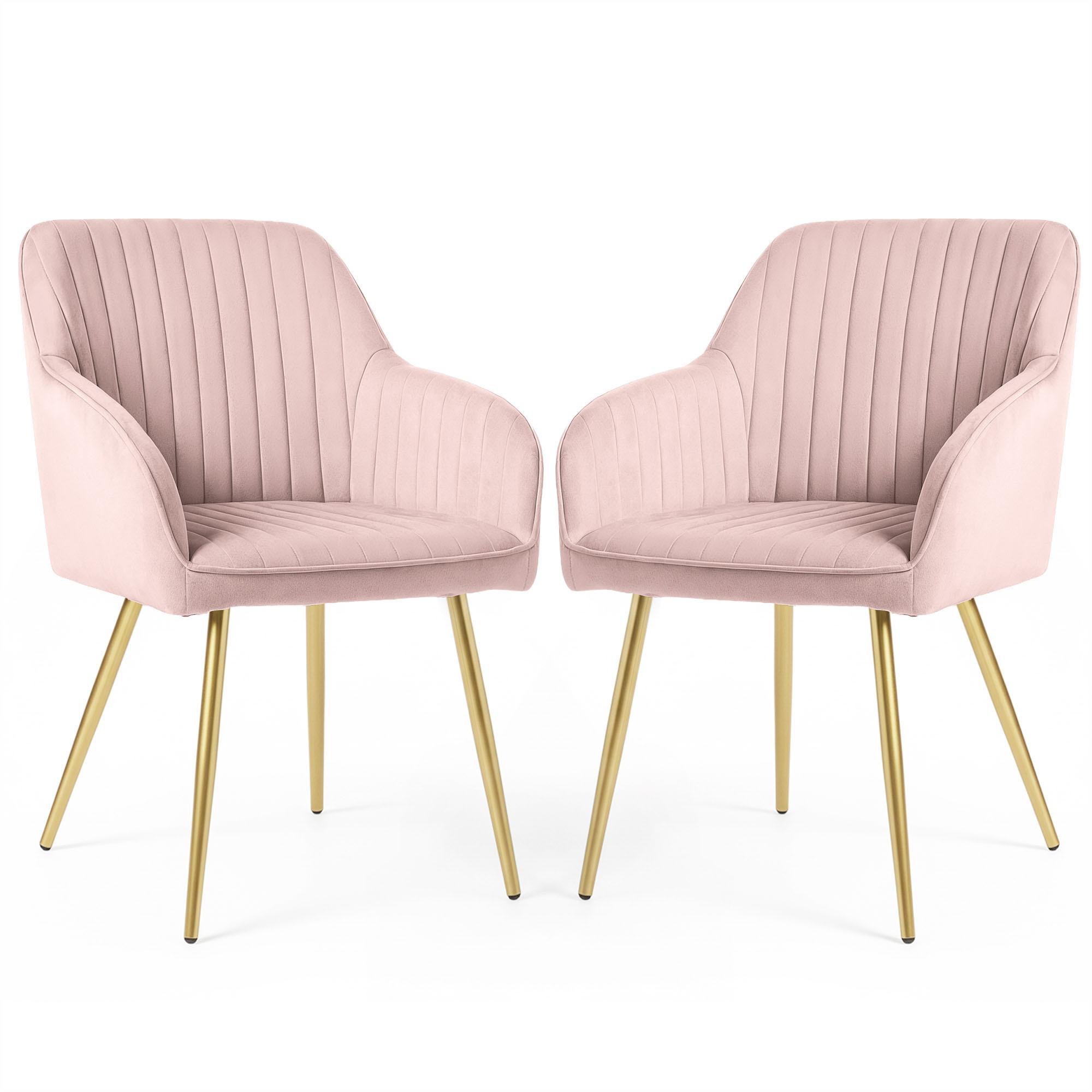 POLSTERSTUHL 2er Set, Metallbeine Rosa, Gold 54,5/82/58 - Rosa, Textil (55/82/52cm) - RAUMHIRSCH FURNITURE