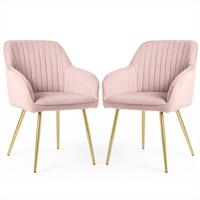POLSTERSTUHL 2er Set, Metallbeine Rosa, Gold 54,5/82/58 - Rosa, Textil (55/82/52cm) - RAUMHIRSCH FURNITURE