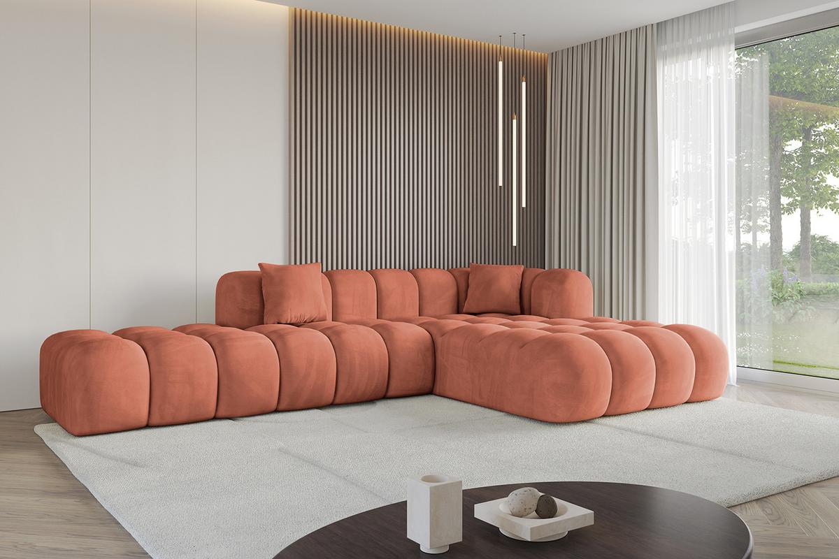 ECKSOFA Ottomane Rechts OLEA-L2 - 289x176x71 cm Koralle - Koralle/Schwarz, Holzwerkstoff/Kunststoff (289/176cm) - ALTDECOR