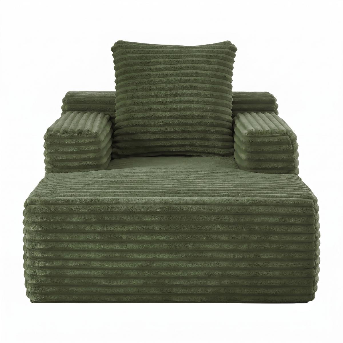 CHAISELONGUE Modernes Cord-Sofa Relaxsessel ohne Montage - Grün, Textil (81/50/117cm) - Urban Meuble