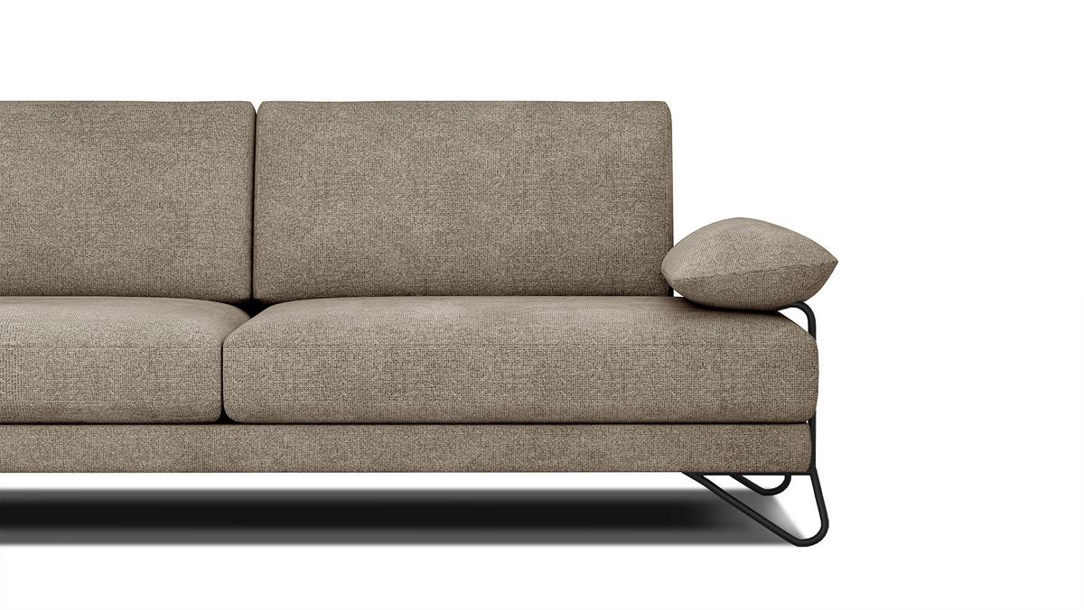 SOFA LORI 3-Sitzer, taupe - Taupe/Schwarz, Holzwerkstoff/Textil (245/87/96cm) - Wozimo