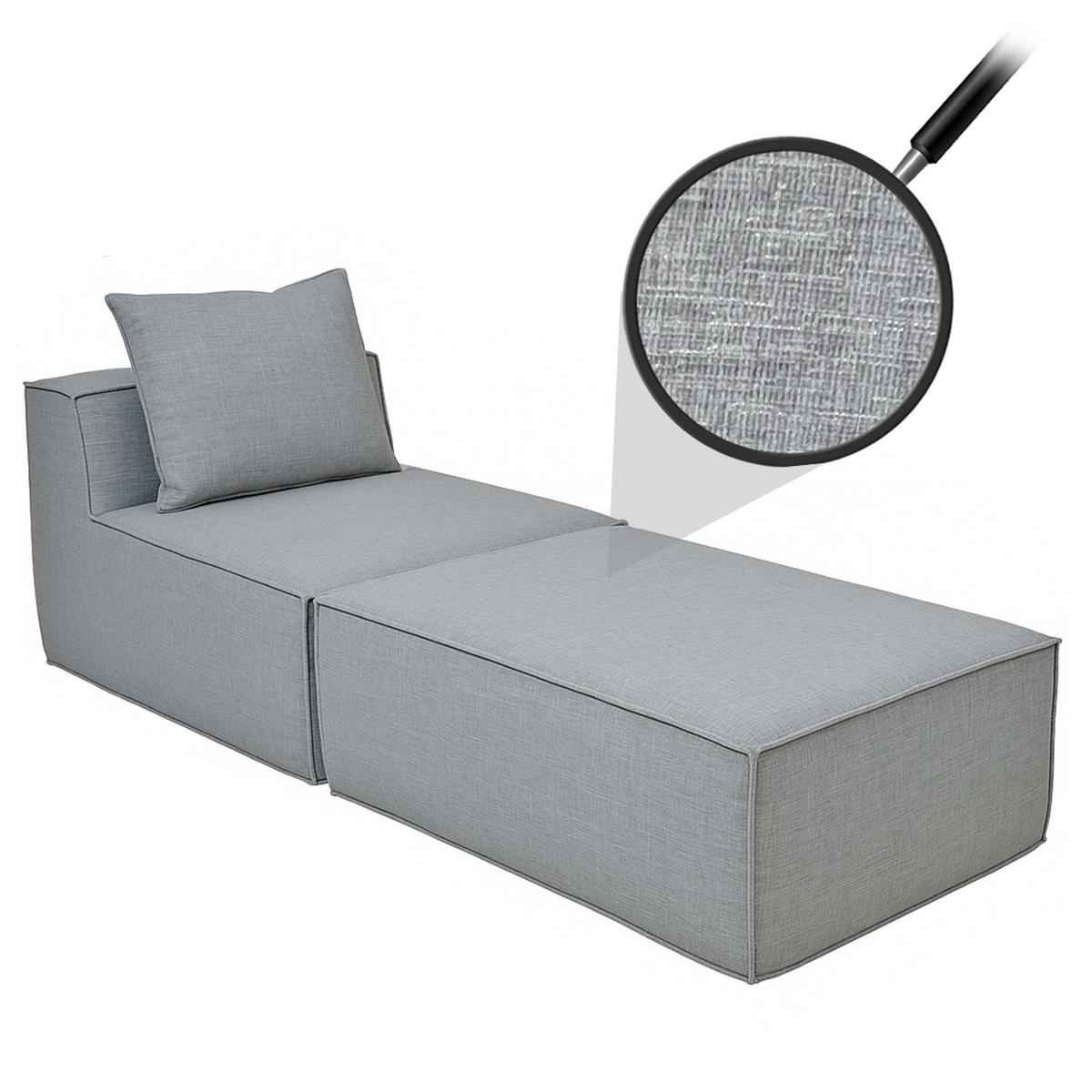 CHAISELONGUE Hellgrau - Hellgrau, Textil (75/63/194cm) - MCW