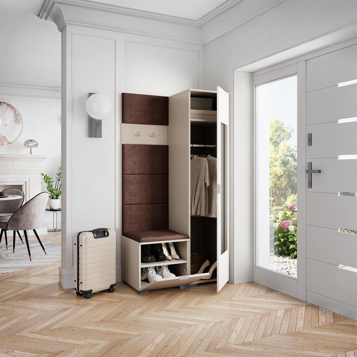 GARDEROBENSCHRANK VIRA 95/181/51 cm Modern Garderobe-Set Kaschmir - Kaschmir/Braun, Holzwerkstoff (95/181/51cm) - MASSENO