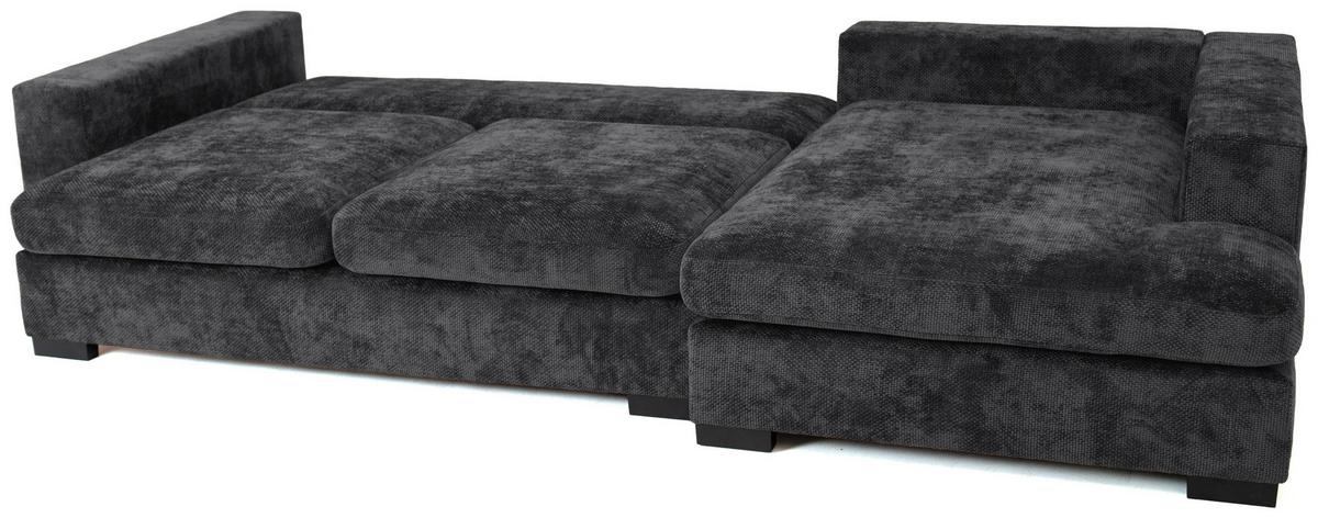 ECKSOFA Dahlia mit Schlaffunktion und Bettkasten in L-Form Rechts - Anthrazit Chenille 285/92/155 cm - Anthrazit/Schwarz, Kunststoff/Textil (155/285cm) - WFL GROUP