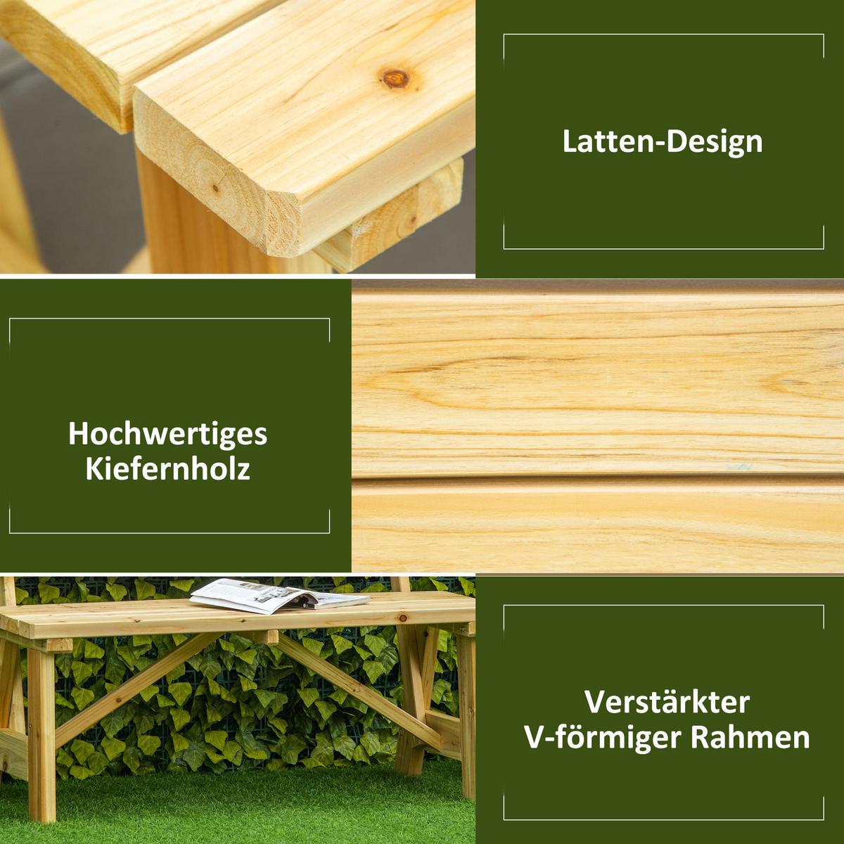 PARKBANK, 2-Sitzer, 116 x 56 x 80 cm, Massivholz, Naturholz - Eukalyptusholzfarben, Holz (56/80/116cm) - Outsunny