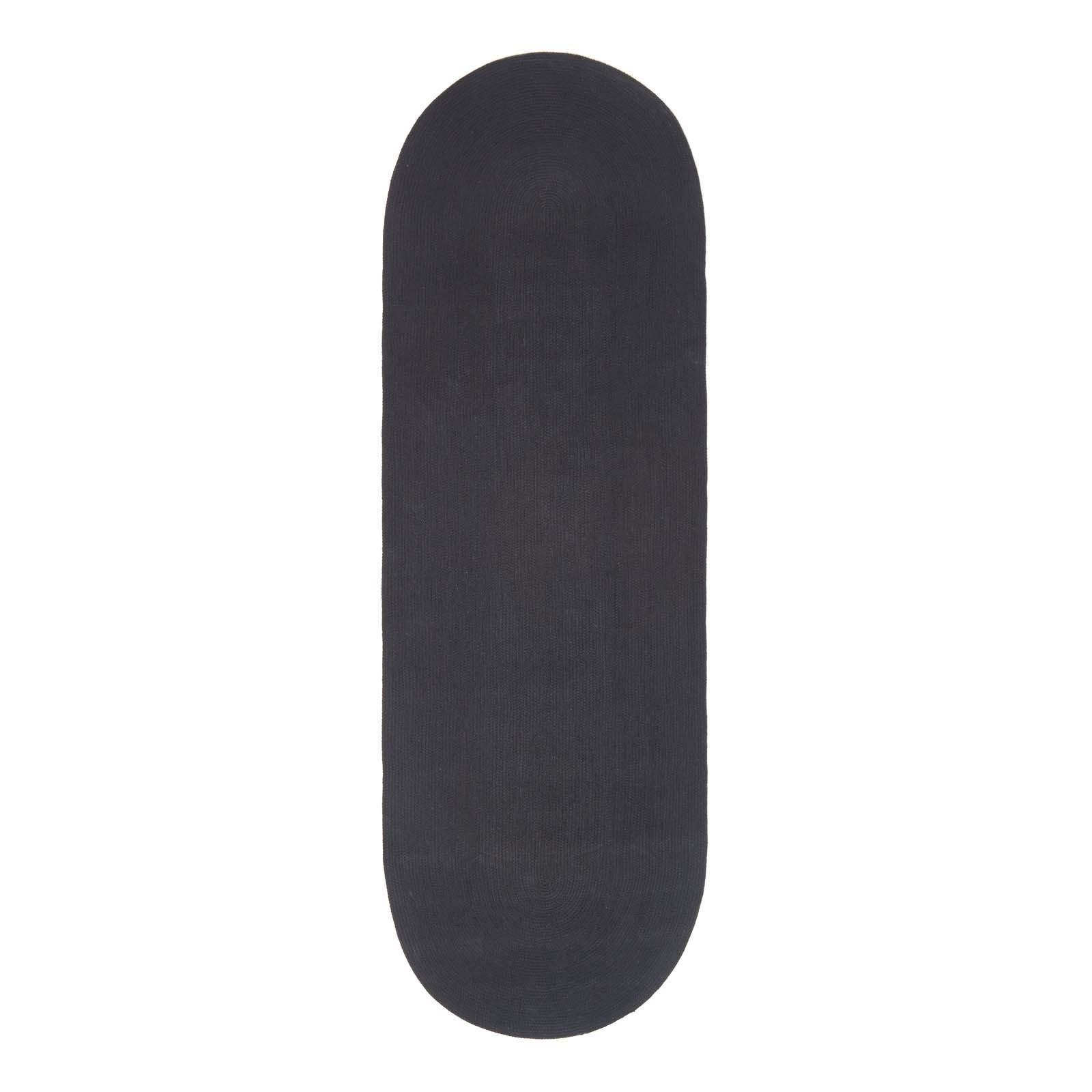TEPPICHLÄUFER geflochten oval 66/200 cm - Schwarz, Textil (66/200cm) - Homescapes