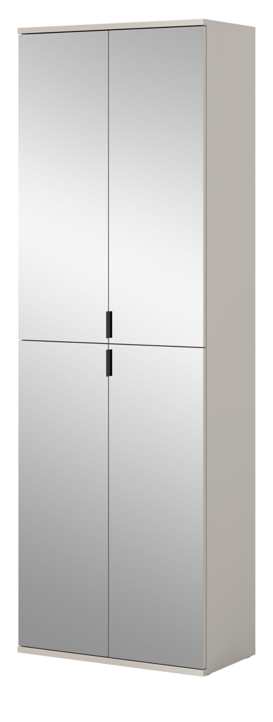 GARDEROBENSCHRANK in Kaschmir 61 x 193 cm, Flurschrank mit Spiegel - Kaschmir/Schwarz, Glas/Holzwerkstoff (61/193/34cm) - Inn.Furn