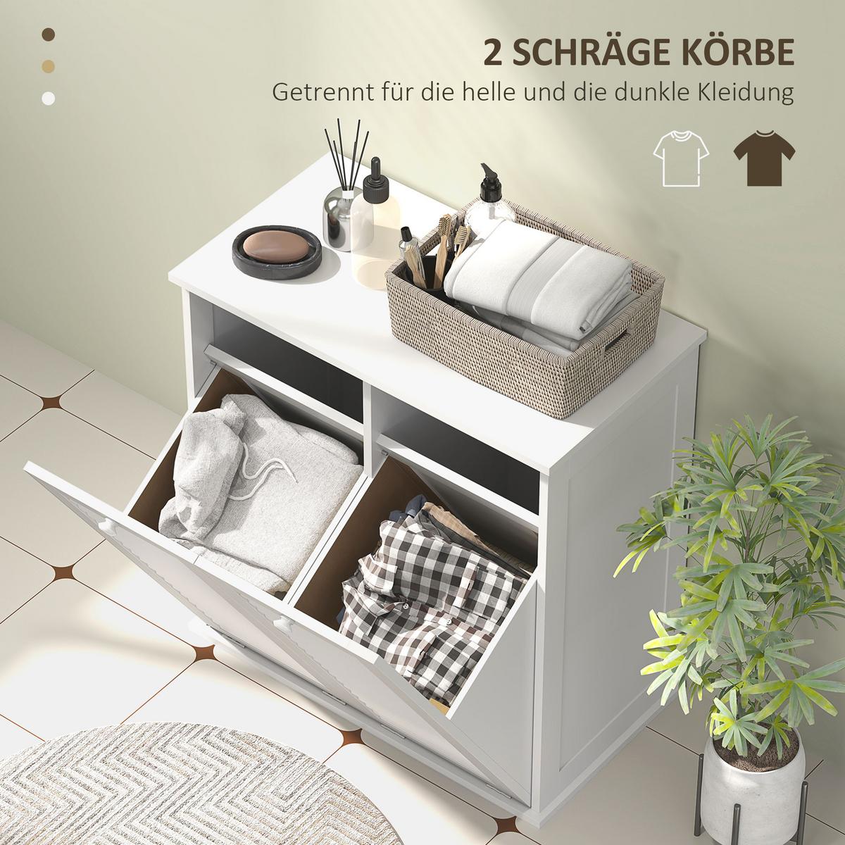 WÄSCHESCHRANK, 70 x 38 x 73 cm Weiß - Weiß, Holz (38/73/70cm) - HOMCOM