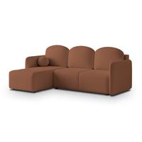 ECKSOFA SUVINO Kupferfarben Boucle-Stoff mit Schlaffunktion - Kupferfarben, Holz (230/143cm) - MASSENO