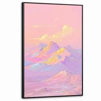 LEINWAND Bilder mit Rahmen - Berggipfel - Wolken - Verträumt - 90x140 - Hellrosa, Textil (90/140cm) - MuchoWow