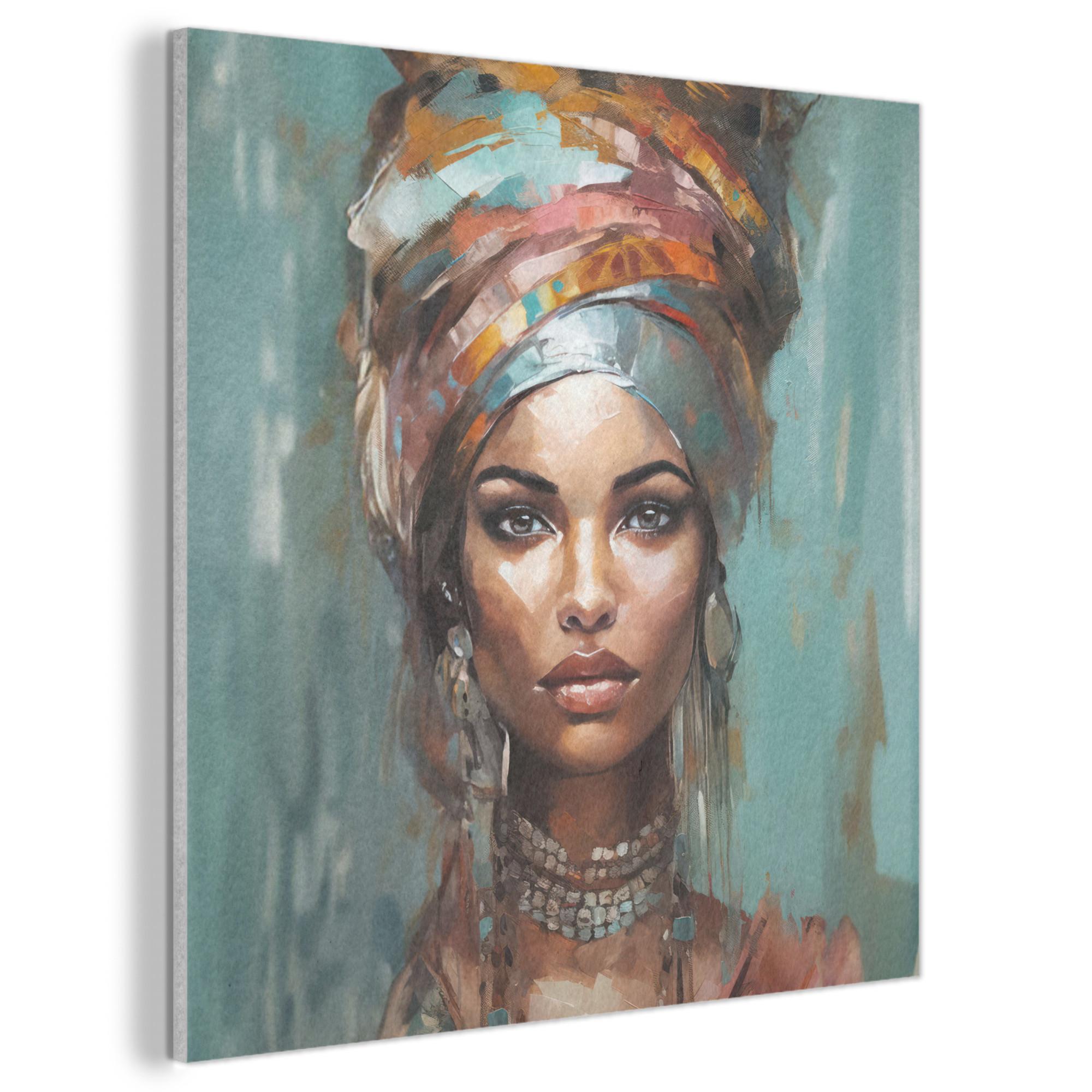 AKUSTIKBILD Frau - Kunst - Schmuck - Porträt Wandbilder 60x60 cm - Blaugrau, Kunststoff (60/60/0.9cm) - MuchoWow