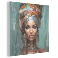 AKUSTIKBILD Frau - Kunst - Schmuck - Porträt Wandbilder 60x60 cm - Blaugrau, Kunststoff (60/60/0.9cm) - MuchoWow