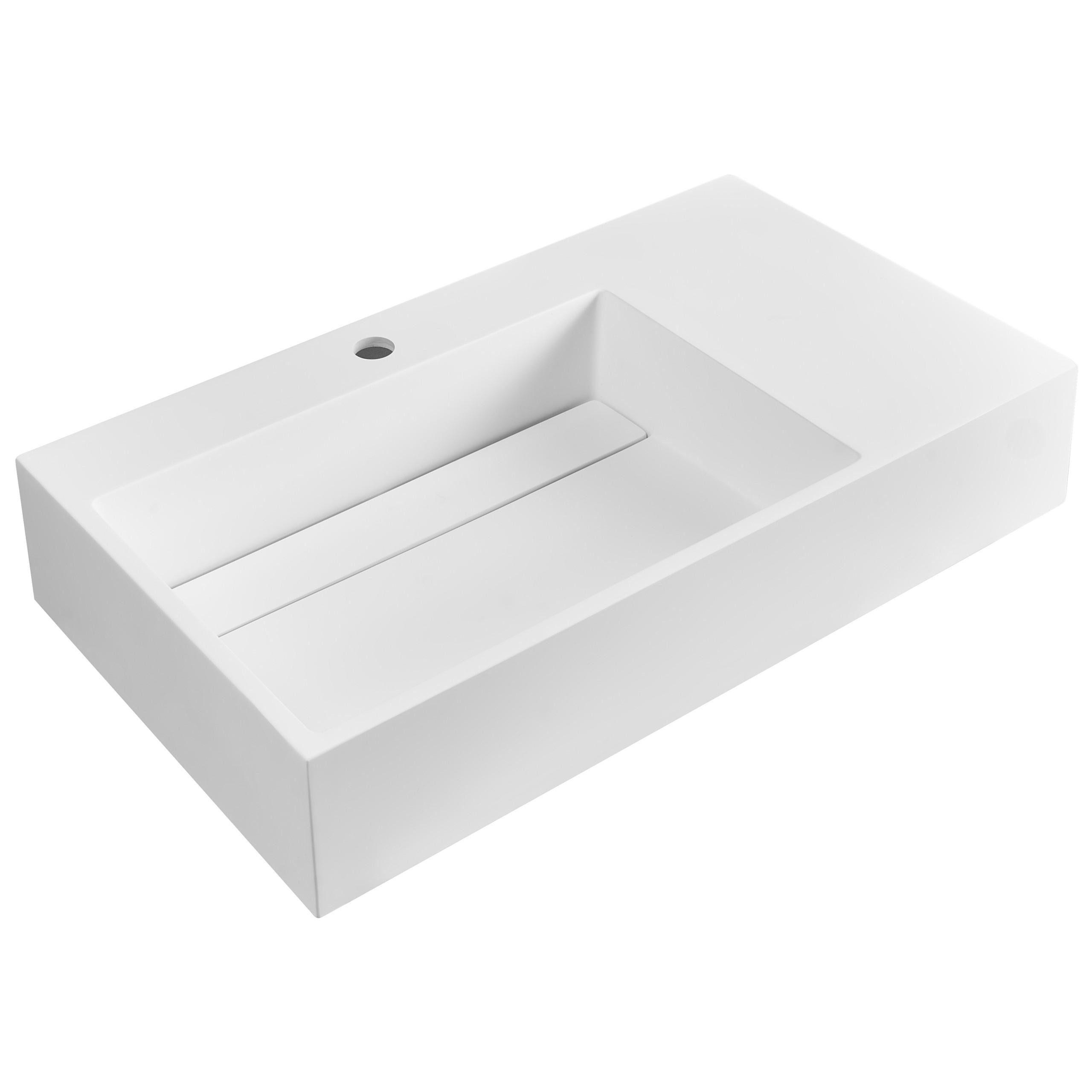 HÄNGEWASCHBECKEN Weiß 75/43 cm Mineralguss Cusco - Weiß, Naturmaterialen (75/15/43cm) - Beliani