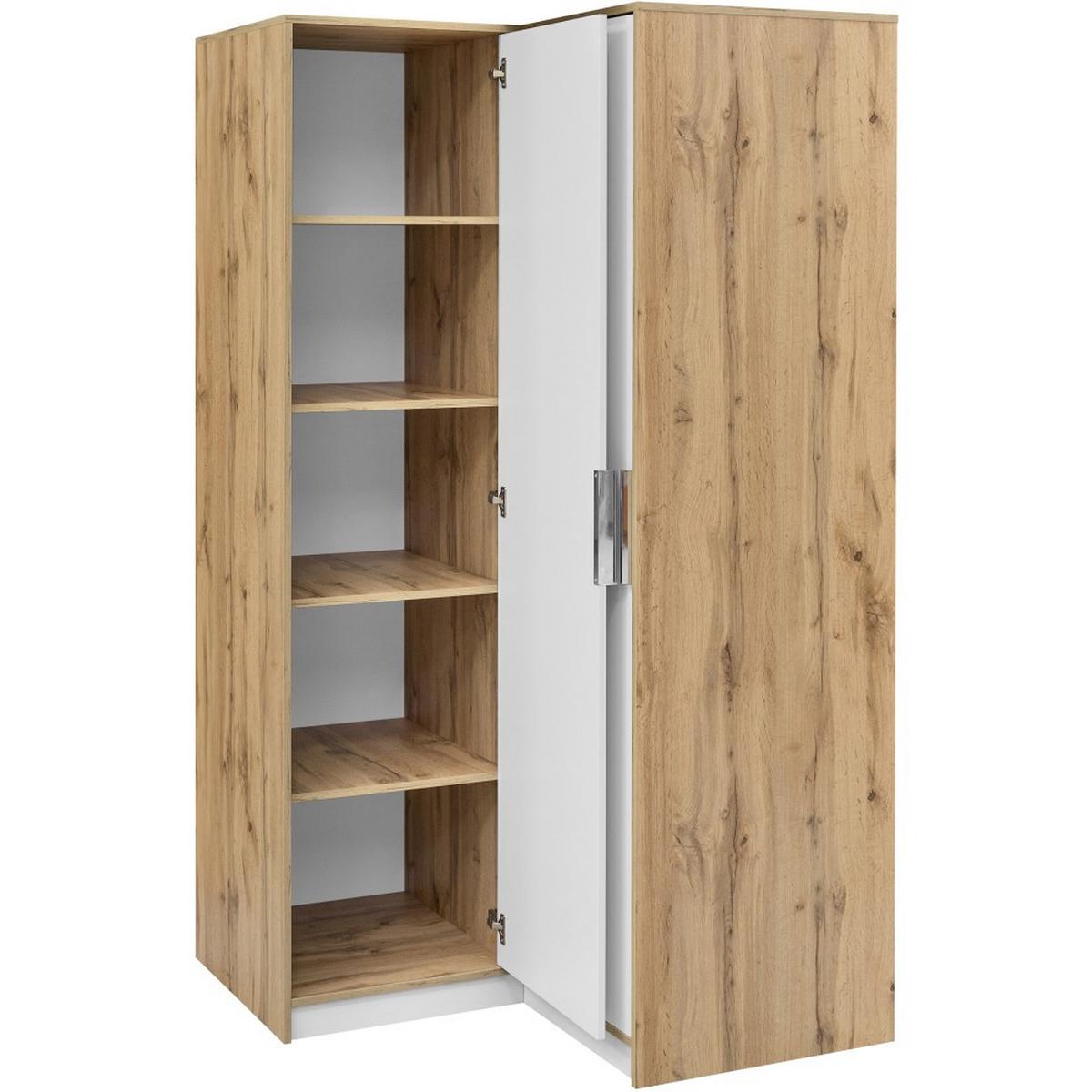 ECKSCHRANK Livo, Eckdrehtürenschrank mit 2 Türen, Schwarz+eiche Viking - Eichefarben/Schwarz, Holzwerkstoff (108.5/200/106.5cm) - Beautysofa