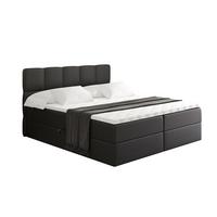 BOXBETT mit Matratze H4 und Lattenrost - LIRO - 200x200 - Schwarz Kunstleder - Schwarz, Holzwerkstoff/Kunststoff (200/200cm) - ALTDECOR