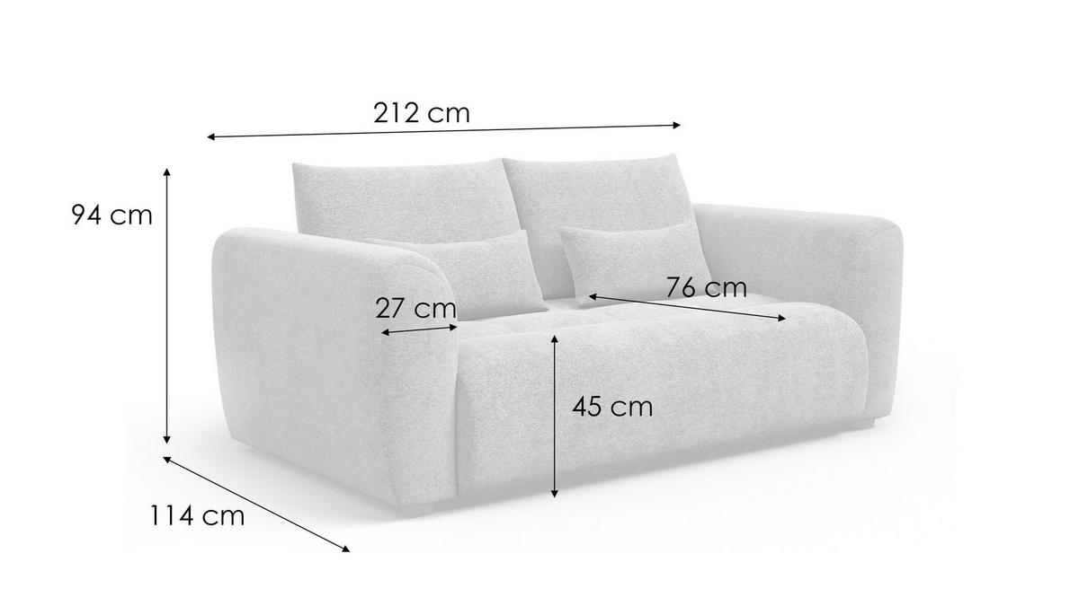 SOFA SORENO 3-Sitzer, orange - Schwarz/Orange, Holz/Textil (214/94/114cm) - Wozimo