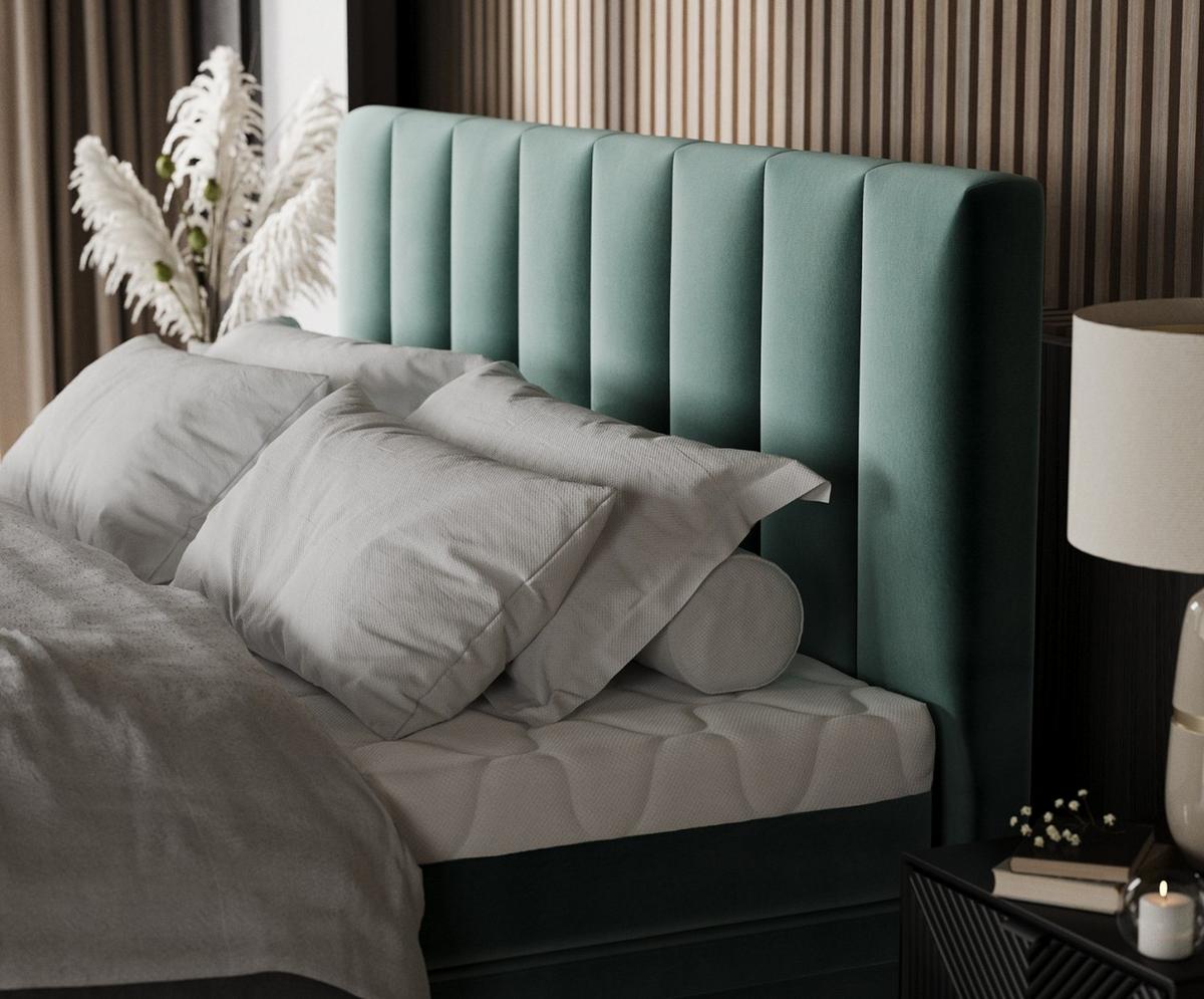 BOXBETT Lume 200/200 cm Türkis im Kronos Stoff - Türkis/Schwarz, Holz/Holzwerkstoff (200/200cm) - AltaBeds