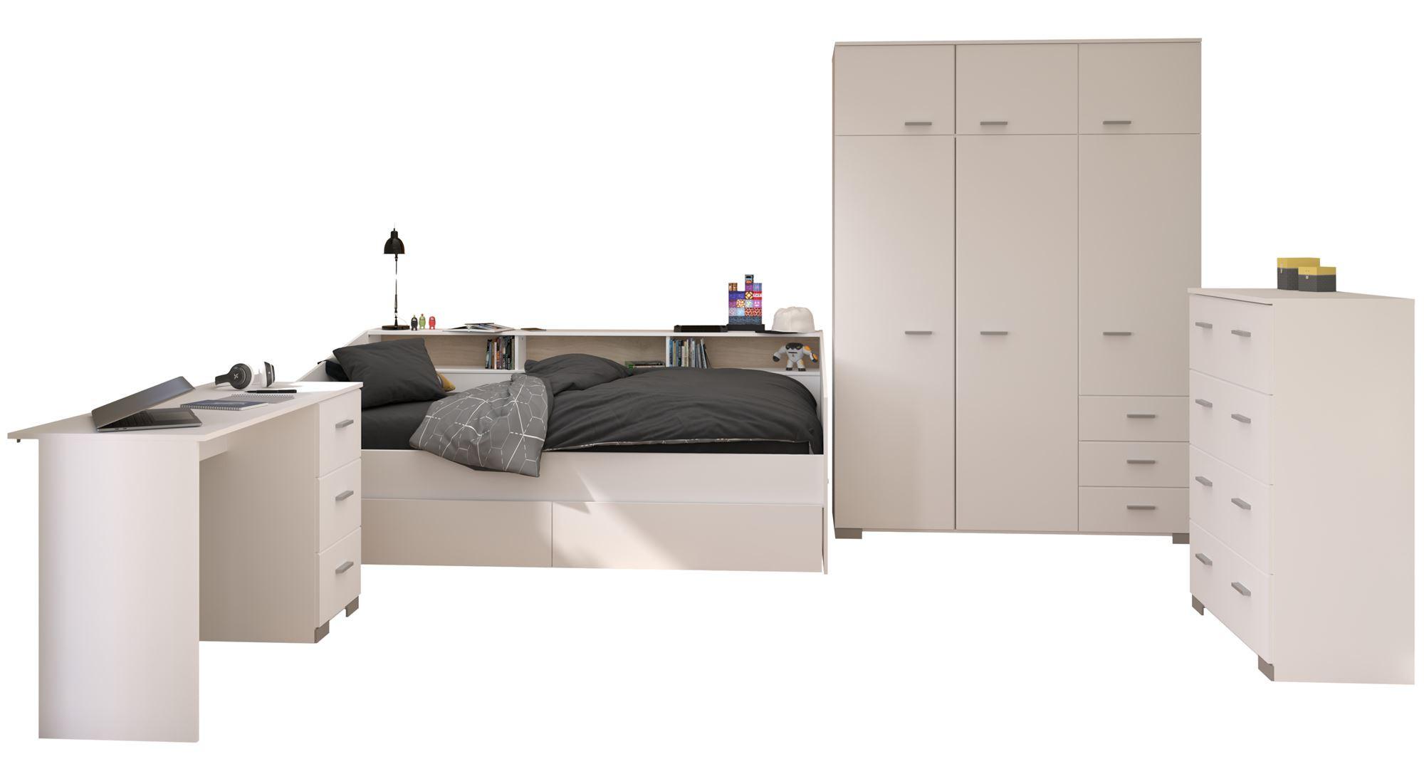 KINDERZIMMER SET Parisot Sleep 5-tlg. Holzdekor Weiß/Eiche - Eichefarben/Weiß, Kunststoff (100/1/200cm) - 58aufmkessel