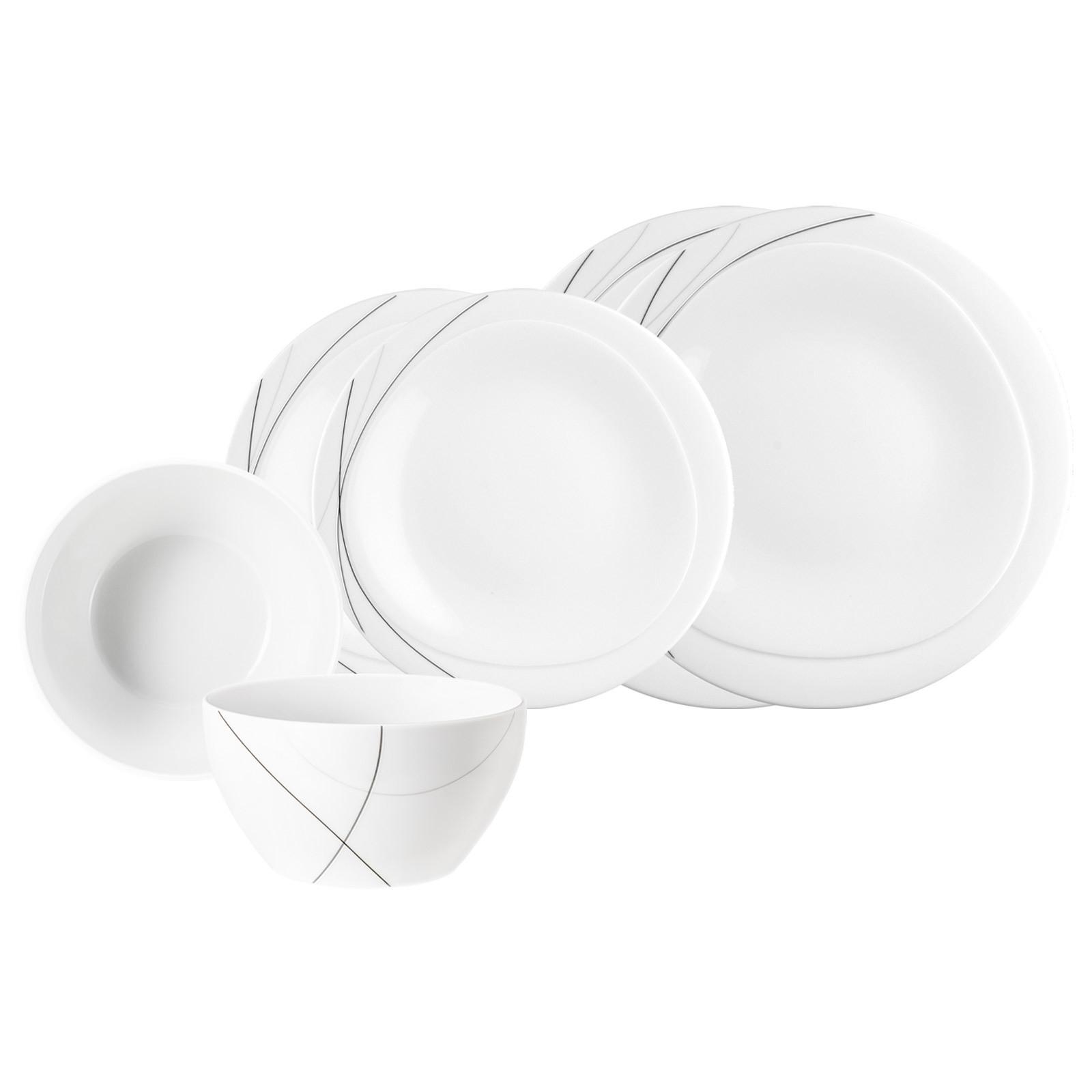 BASIC-SET Trio Highline weiß-grau 6-tlg. - Weiß/Grau, Keramik (2/2/2cm) - Seltmann Weiden