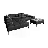 ECKSOFA NELSON Schwarz Leder Relaxfunktion - Schwarz, Leder/Metall (321/216cm) - KAWOLA