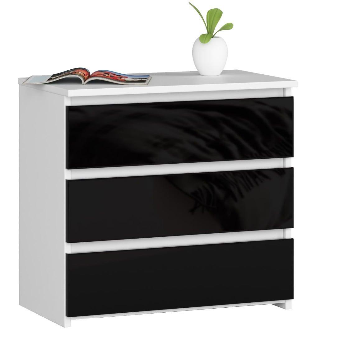 KOMMODE Weiß, Schwarz Glanz 57/60/35 - Weiß, Holzwerkstoff (60/57/35cm) - RAUMHIRSCH FURNITURE