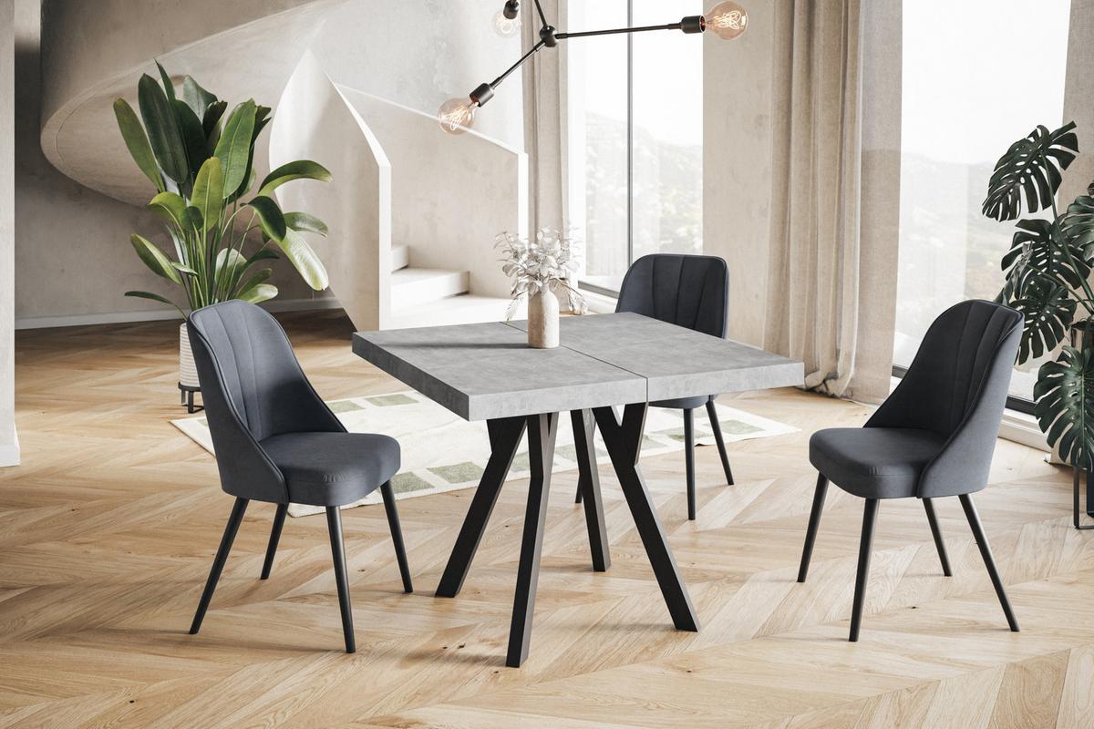 QUADRATISCHER Esstisch ausziehbar – Moderner Wohnzimmertisch und Küchentisch – Tisch mit Holzbeinen, Durchmesser 120 cm - 220 cm - Farbe Graphit - Schwarz/Grau, Holzwerkstoff (120/120/77cm) - Alpi-Möbel
