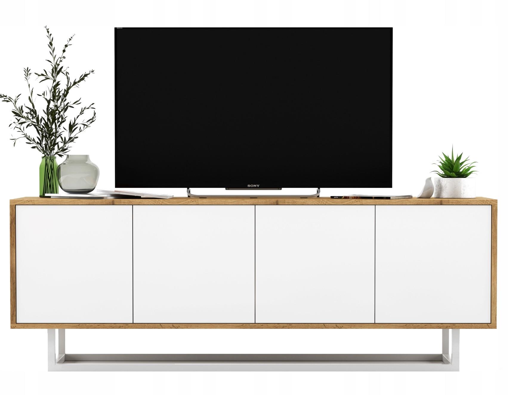TV-SCHRANK Apollo2 Eiche wotan Weiß Matt 150/53/35 cm - Weiß, Holzwerkstoff/Metall (150/53/35cm) - Meble Lindner