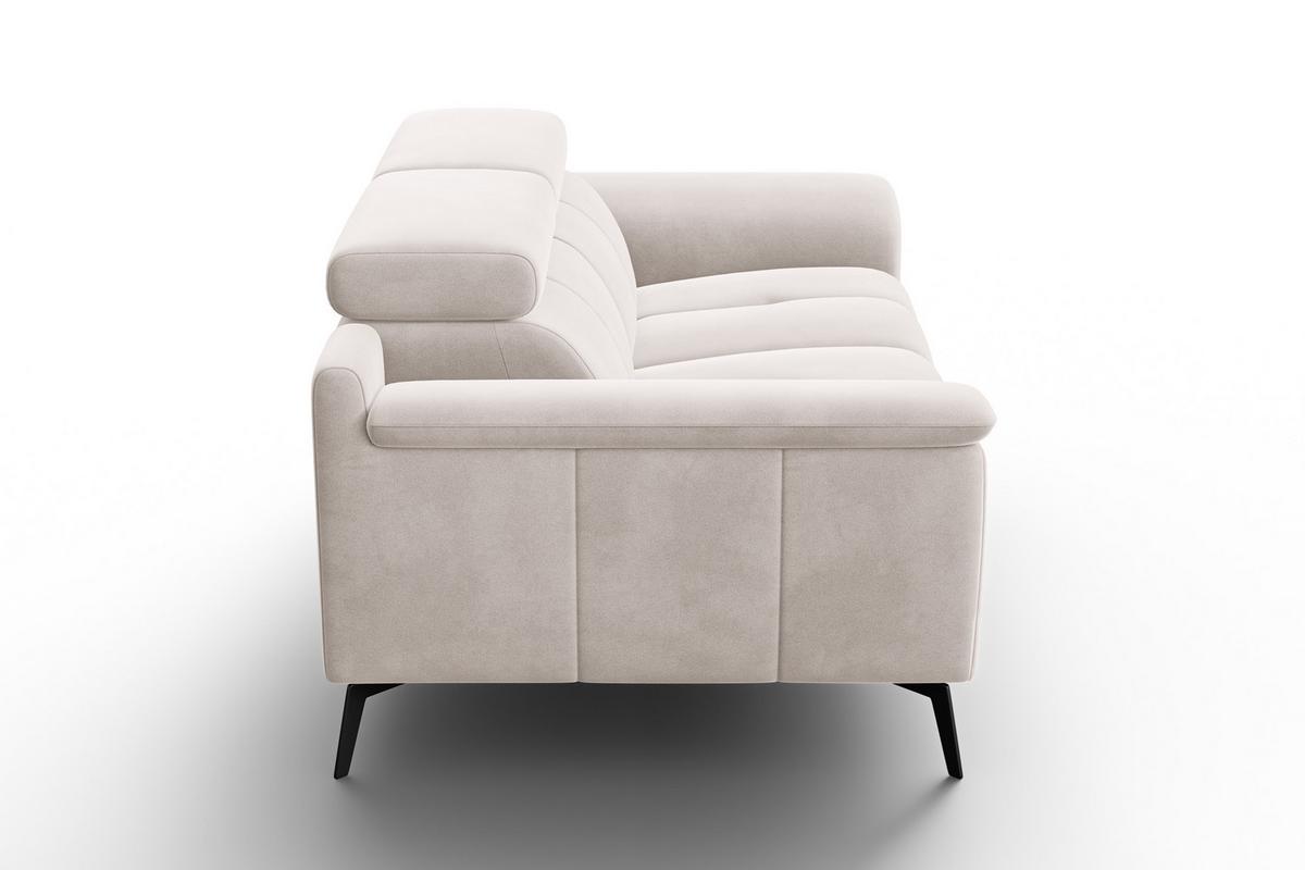 SOFA FIERO 2-Sitzer, Beiger Veloursstoff - Beige/Schwarz, Holz/Textil (170/82/103cm) - Courtois Laville