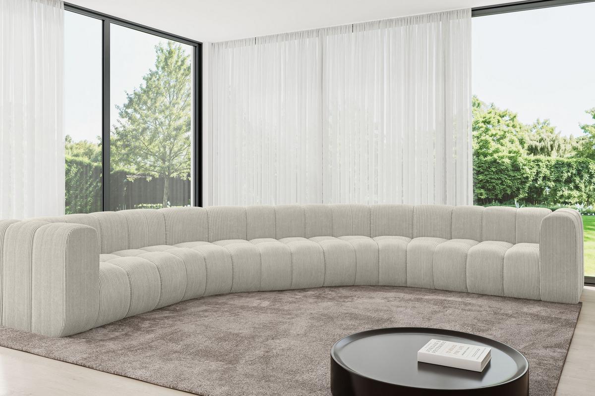 WOHNLANDSCHAFT modulares Sofa Lazro-U1 - 373x373x70 cm Creme - Hellgrau/Creme, Holzwerkstoff/Textil (373/70/373cm) - ALTDECOR
