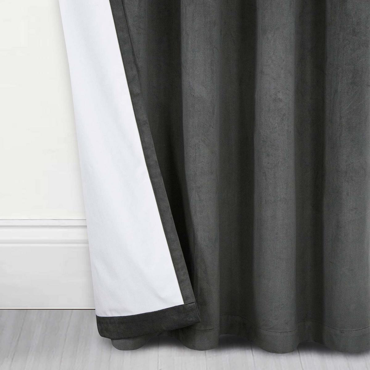 VERDUNKELUNGSVORHÄNGE Samt mit Thermo-Funktion, 117/137 cm - Grau, Textil (117/137cm) - Homescapes