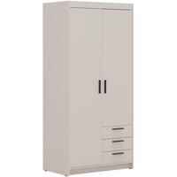 DREHTÜRENSCHRANK Elena mit 2 Türen und 3 Schubladen, mit Spiegel Sandbeige - Sandfarben, Holzwerkstoff (90/190/53cm) - Beautysofa