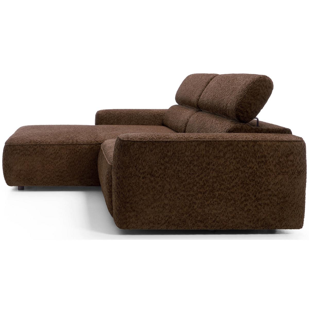 ECKSOFA Fando Braun Chenille - Schwarz/Braun, Kunststoff/Textil (252/182cm) - Selsey